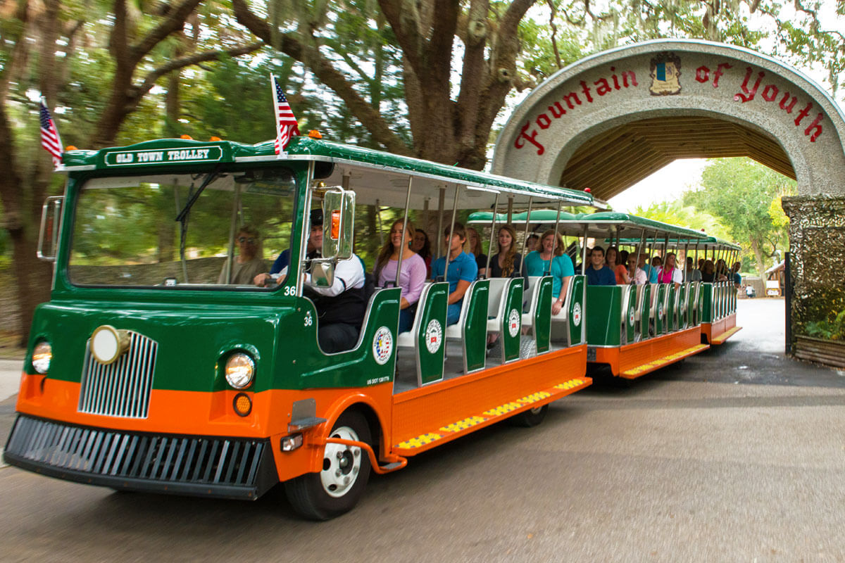 St. Augustine Old Town Trolley at Fountain of Youth